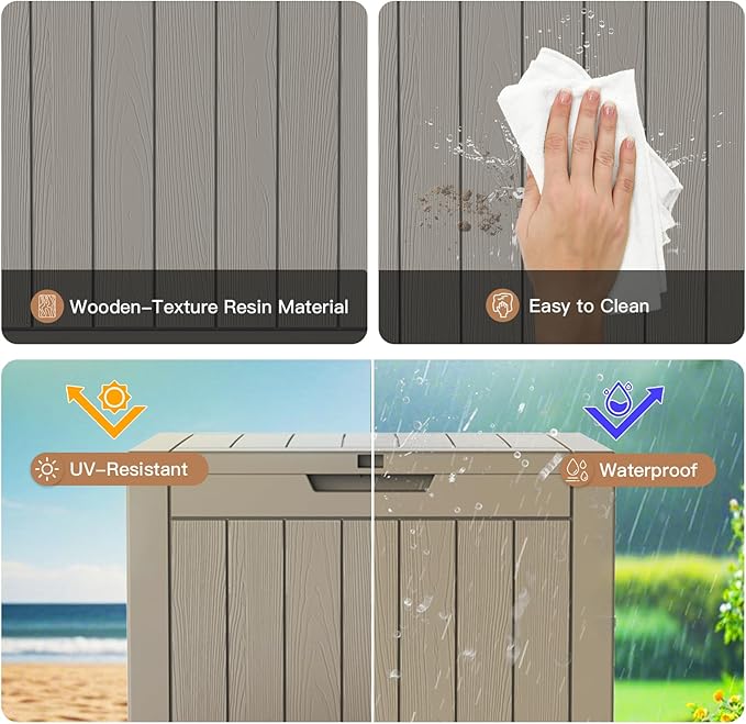 22 Gallon Outdoor Storage Box, Deck Box Waterproof, Resin Outside Storage, Storage Bin for Package Delivery, Patio Furniture Cushion, Pool Accessories, Weatherproof and UV Resistant