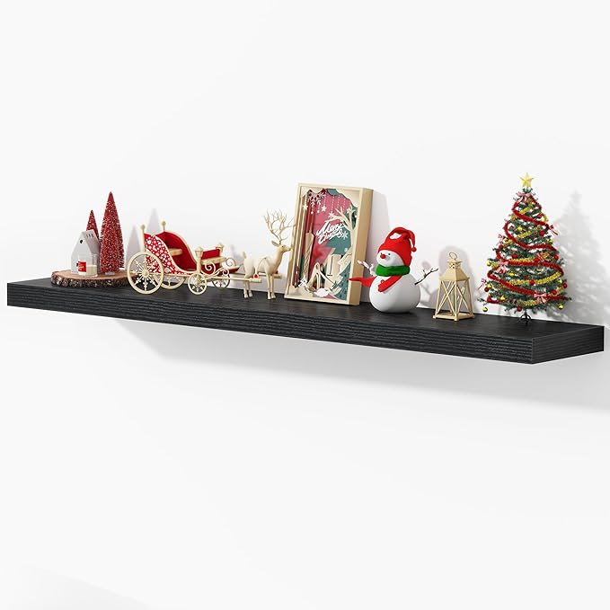 Dreamland 55 Inches Floating Shelves for Wall, 9.3" Deep Long Floating Shelves Set of 1, Large Display & Storage Shelf, Wall Shelf for Bathroom Bedroom Living Room Kitchen Office, Black