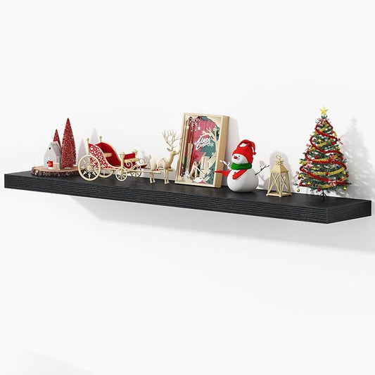 Dreamland 55 Inches Floating Shelves for Wall, 9.3" Deep Long Floating Shelves Set of 1, Large Display & Storage Shelf, Wall Shelf for Bathroom Bedroom Living Room Kitchen Office, Black