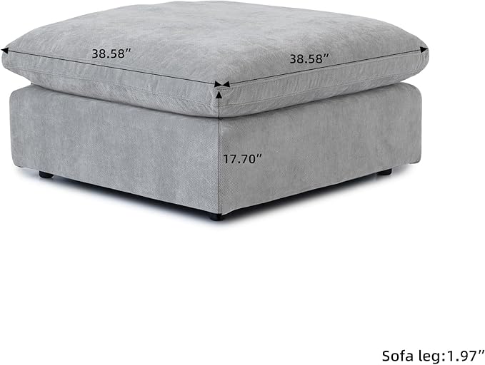 WJShome Modern Ottoman Module for Living Room, Cushion Covers Removable, Minimalist Comfy Breathable Footstool,Gray