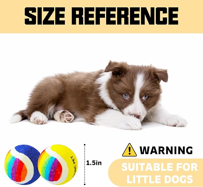 X-Small Dog Tennis Balls Dog Toys Ball 1.5" Pack of 12, Fit Ball Launchers