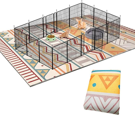 BNOSDM 79" X 55" Large Bunny Cage Liner Washable Pads for Rabbit Reusable Floor Mat for Rabbits Anti Slip Rug for Bunnies Pet Carpet for Chinchillas Cats Guinea Pigs Ferrets Dogs