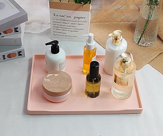 Pink Serving Tray (13.5 x 9.6 inch) for Serving Accessory, Spa, Coffee, Drinks, Cupcake Stand, Party Supplies, Coffee Table Decor, Vanity & Buffet Display.