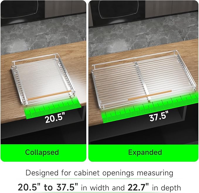 Expandable Pull Out Drawers for Cabinets, Kitchen Cabinet Slide Out Shelves, Adjustable Roll Out Drawers, X-Large 1 Pack