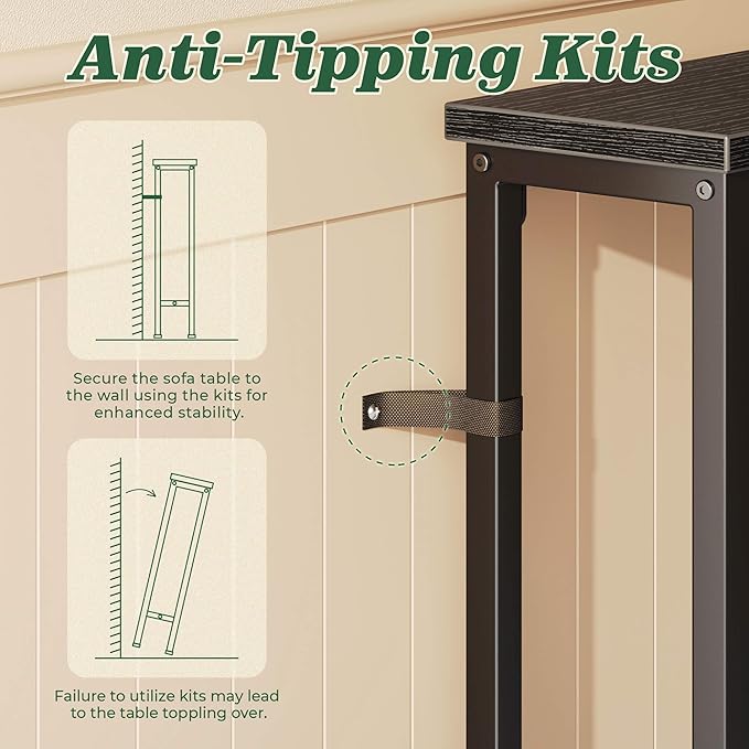 SUPERJARE 78.8 Inch Narrow Console Table with Outlet, Sofa Tables, Behind Couch Table, Long Entryway Tables with Charging Station, for Living Room, Black