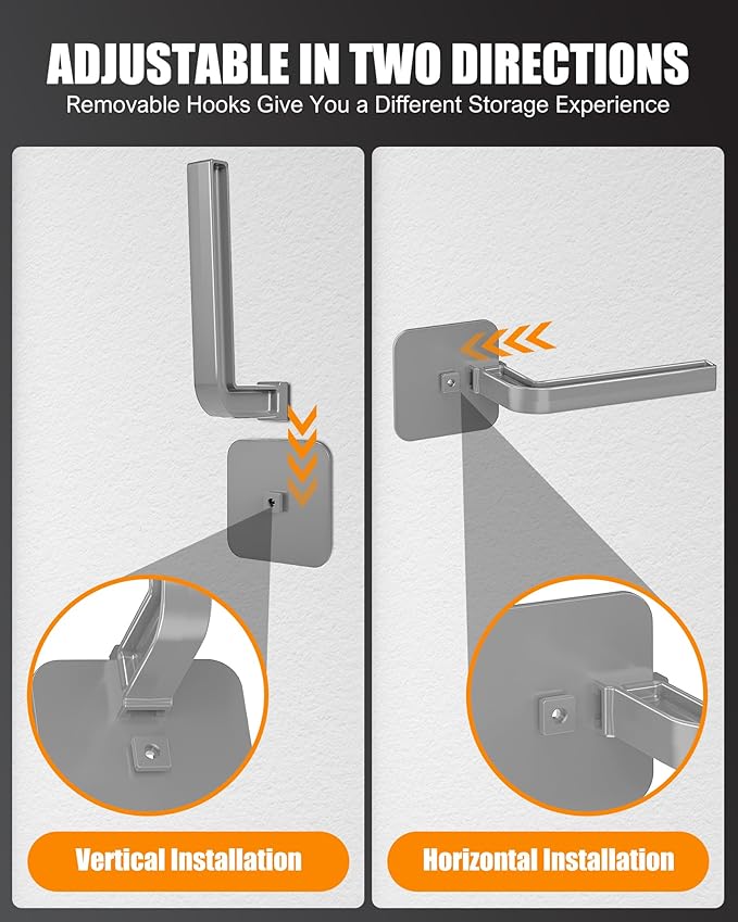 Hat Rack for Hat Storage, Multi-Purpose Hat Organizer (4-Pack), Strong Adhesive Hat Hooks for Wall, Hat Organizer for Baseball Caps, Two Mounting Options Hat Hook, Gray