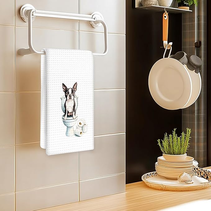 Funny Boston Terrier Dog Hand Towels Set of 2, Gifts for Boston Terrier Dog Owners Lovers, Puppy Pet Decor for Bathroom, Pet Lovers Gifts Toilet Hand Towels for Bathroom Washroom, 16x24In