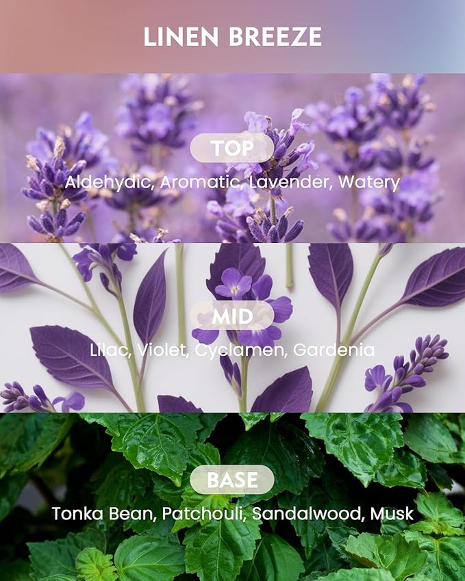 M&SENSE Linen Breeze, 3 Wick Scented Candle,11.6oz Natural Soy Wax Non Toxic for Home, Up to 60 Hours Burn time, Jar Candle Long Lasting,Fall Decorations for Home