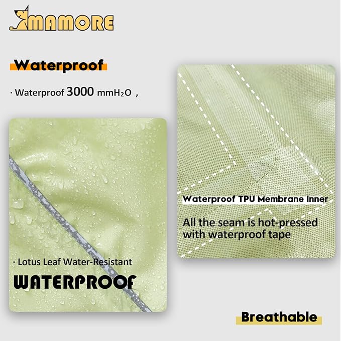 Waterproof Dog Raincoat with Reflective Strip, Adjustable Breathable Rain Coat Jacket with Leash Hole for Dogs (Light Green, Small)