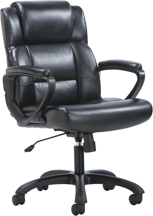 HON Sadie Executive Chair, Leather Ergonomic Office Chair with Adjustable Arms and Back Support, 360 Swivel, Black