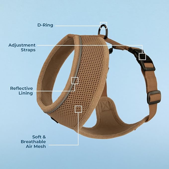Best Pet Supplies Voyager Aerolite No Pull Mesh Dog Harness, Reflective Stitching, Breathable Harness, Adjustable for Walking, Training, Running, Heavy Duty and Durable, Beige, S
