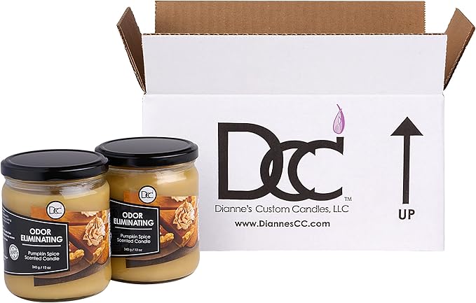 Pumpkin Spice Two Pack Odor Eliminating Highly Fragranced Candle - Eliminates 95% of Pet, Smoke, Food, and Other Smells Quickly - Up to 80 Hour Burn time - 12 Ounce Premium Soy Blend