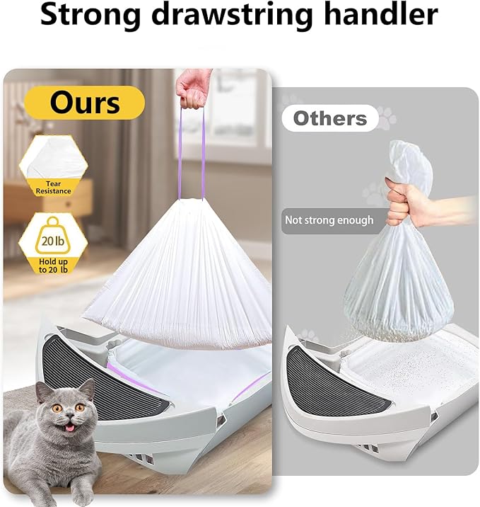 60 Count Self-Cleaning Litter Box Liners Compatible with Litter Robot 4/3, Leakproof & Odor-Control Design, 2x Thicker Material Than Standard Liners, Automatic Cat Litter Box Accessories