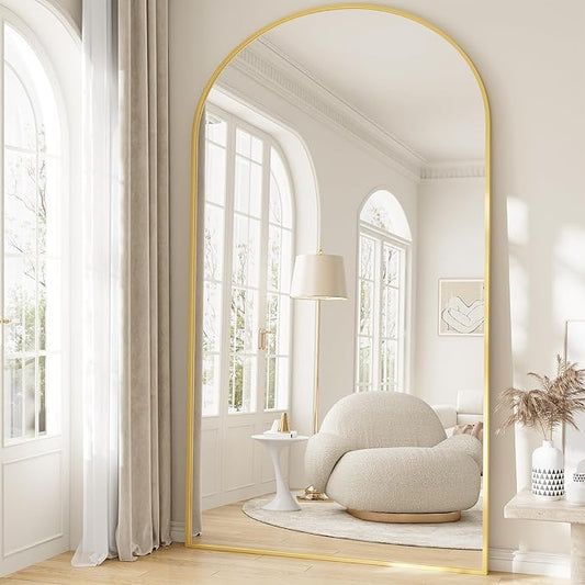 Oversized Full Length Mirror, 41"x81" Arched Floor Mirror Large Full Length with Stand, Room Decor Big Full Body Mirror with HD Tempered Glass Aluminum Frame for Bedroom Living Room, Gold