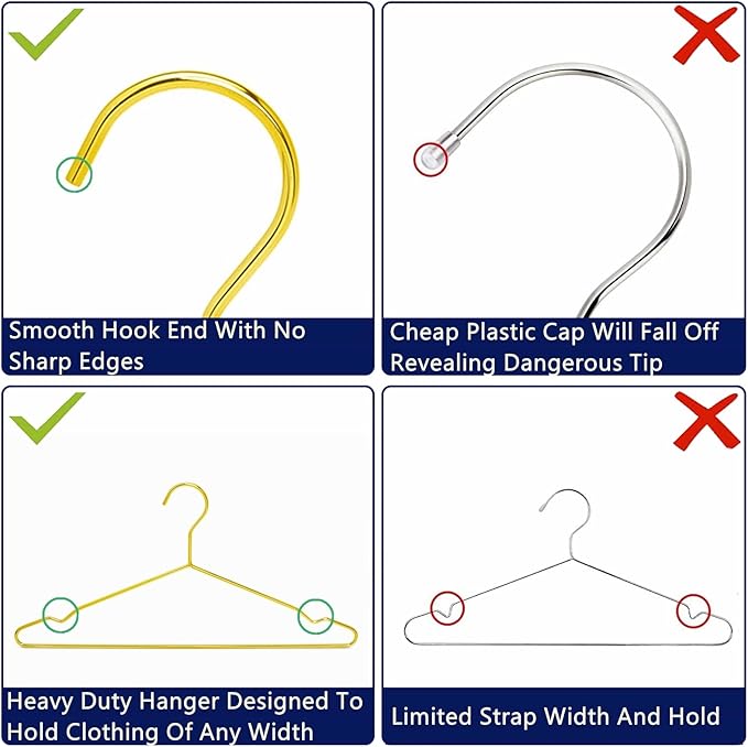 Amber Home 30 Pack 17" Shiny Gold Strong Metal Hanger, Heavy Duty Coat Hangers, Standard Suit Hangers for Jacket, Shirt, Dress