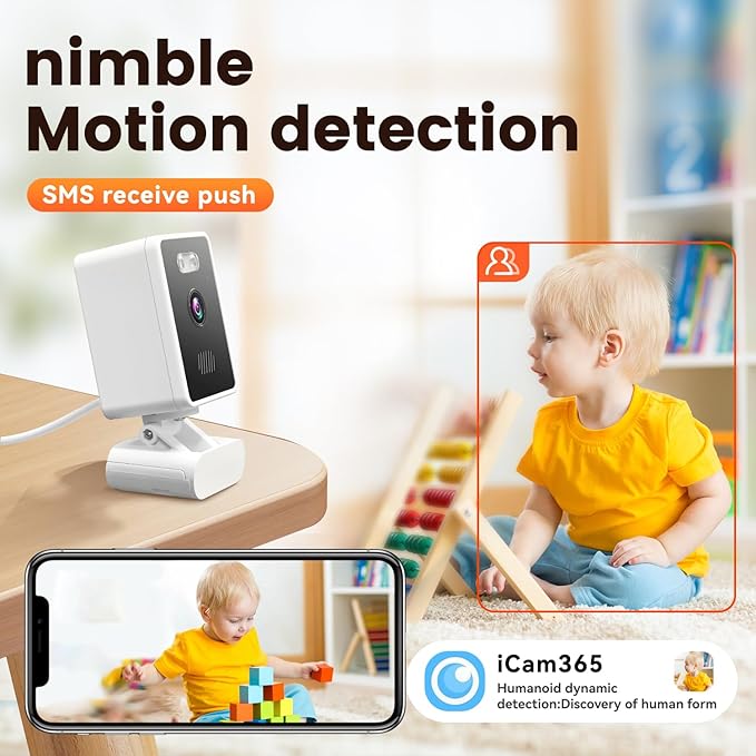 Indoor Security Camera for Baby Monitor,1080P Home Security Camera w/ 2-Way Audio,Motion Detection,Cloud & SD Card Storage,Night Vision(2.4G WiFi Connection)