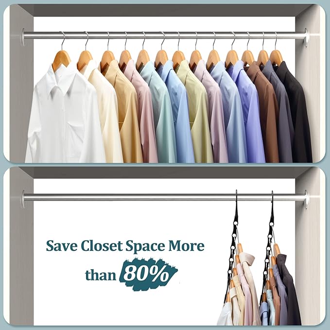AMKUFO 6 Pack-Closet-Organizers-and-Storage, Magic-Hangers-Space-Saving-for-Clothes, Closer-Organizer-for-Closet-Organization, Space-Saver-Hanger-Organizer-for-Multipurpose, Dorm-Room-Essentials