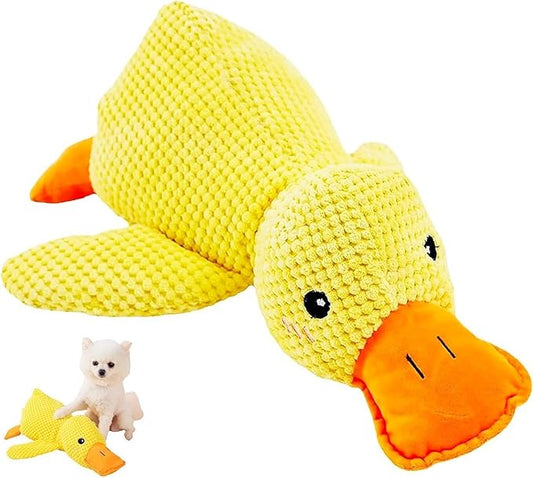 2024 New Calming Duck Dog Toy, Emotional Support, Yellow, Plush, Interactive for Boredom, Dog Companion, Large Size 17.7*15in (A-Yellow)