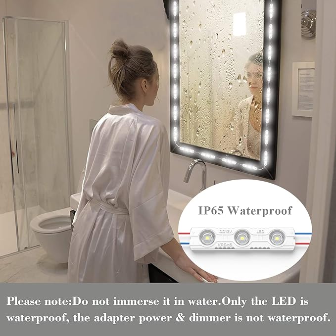 Kintion LED Vanity Mirror Lights with RF Remote, Dimmable Hollywood Style 13ft(4m), Bathroom Waterproof, for Full Body Mirror, Makeup Mirror, Vanity Mirror, Bathroom Mirror(Mirror Not Include)