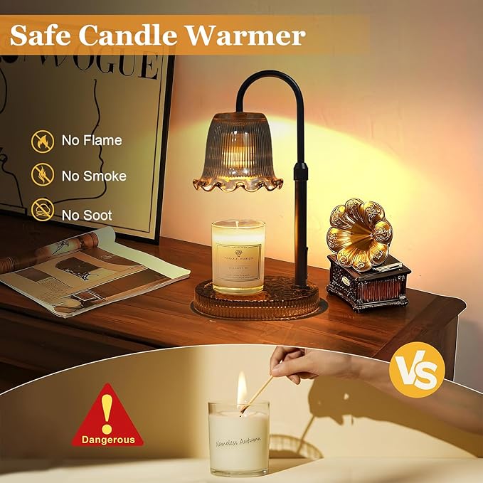 Candle Warmer Lamp with Timer Dimmable, Birthday Gifts for Women Mom, House Warming Gifts New Home Decor, Wax Melt Warmer for Jar Candles with 2 Bulbs