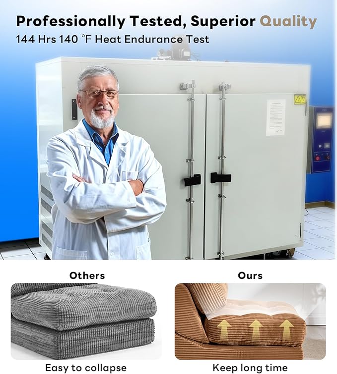 Tbfit Folding Sofa Bed, Convertible Sleeper Chair with Large Pillow, Corduroy Folding Couch Bed, Portable & Foldable Mattress Boneless Floor Sofa for Living Room, Bedroom, Office, Brown, Single