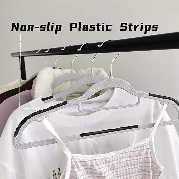 30 Pack Plastic Clothes Hangers Non Slip - 16.5 Inch Slim Space Saving Hangers for Closet, Heavy Duty Non-Slip Garment Hangers with 360° Swivel Hooks