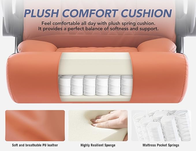 Office Chair with Adjustable Lumbar Support,Leather Ergonomic Computer Desk Chair with Flip-up Arms,Adjustable Tilt Lock,Swivel Rolling Executive PC Chair for Work, Study,Meeting,Small Space.Brown