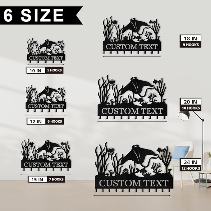 Personalized Key Holder for Wall, Beach Theme Key Holder Wall Mount with Hooks, Tropical Style Key Hanger Wall Decor for Pool Bathroom Hallway Entryway Office, Customized Home Decor Gifts Color01