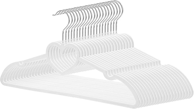 Velvet Hangers 20 Pack, 16" Non Slip Adult Hangers, Slim Clothes Hanger with 360 Degree Swivel Hook - Durable & Cute for Coats, Shirts, Dress (White)