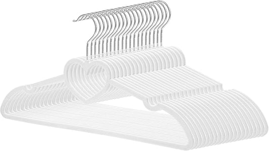 Velvet Hangers 20 Pack, 16" Non Slip Adult Hangers, Slim Clothes Hanger with 360 Degree Swivel Hook - Durable & Cute for Coats, Shirts, Dress (White)