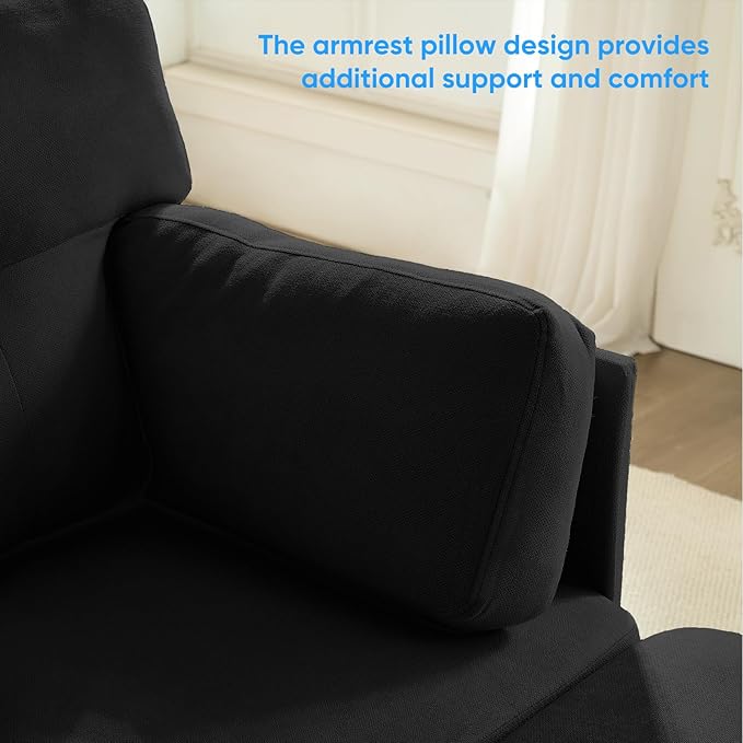 PUREMIND Sectional Couches for Living Room, Modern Snow Velvet U-Shaped Sofa Couch with Double Chaise, Upholstered 4 Seater Home Sofa for Living Room, Apartment, Office, Black