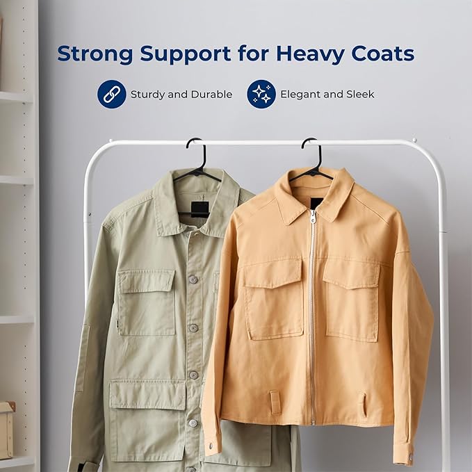 SereneLife 150 Pack Plastic Hangers, Lightweight, Durable, Space Saving Clothes Organizers, Suitable for Shirts, Sweaters, Hoodies, Dresses, Kids Clothes, Good for Home Organization (Black)