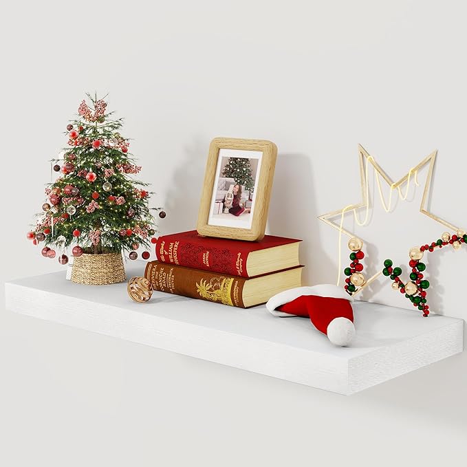 Fun Memories 30 Inch Floating Shelves White, 12 Inch Deep Floating Shelf for Books, 30 x 12 x 2 Deep & Thicked Wall Shelves for Bathroom, Living Room, Kitchen, Set of 1