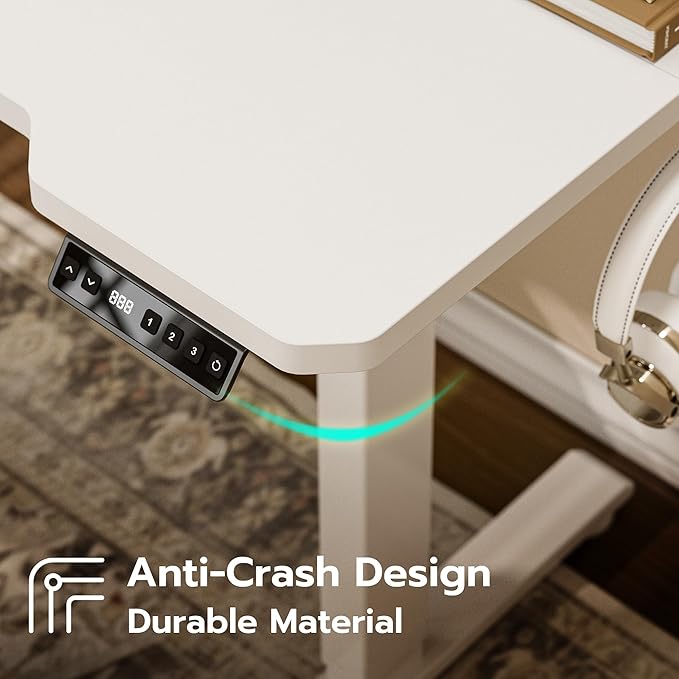 71" Reversible L-Shaped Electric Standing Desk Adjustable Height Gaming Stand Up Corner Desk Sit Stand Home Office Computer Desk with Splice Board, White