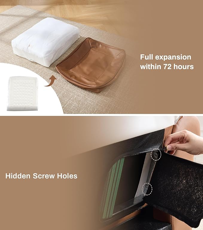 WILLOVE 79'' Faux Leather Sofa, Classic 3 Seater Leather Couch with Rolled Arm and Nailhead Trim, Mid-Century Modern Couch for Living Room, Apartment, Easy to Install, Brown