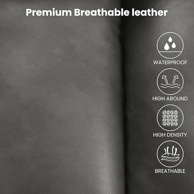 PARKOL Dual Motor Power Lift Recliner Chair for Elderly, 180-Degree Infinite Position Lay Flat Leather Recliner Chairs, with Massage and Heating, USB & Type-C Port and Remote (Sliver Gray, Medium)