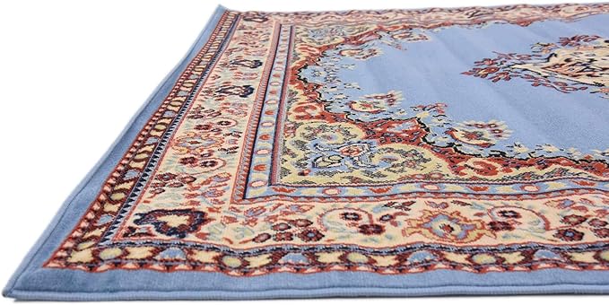 Unique Loom Reza Collection Traditional Persian Style Area Rug, 6 x 9 ft, Light Blue/Ivory