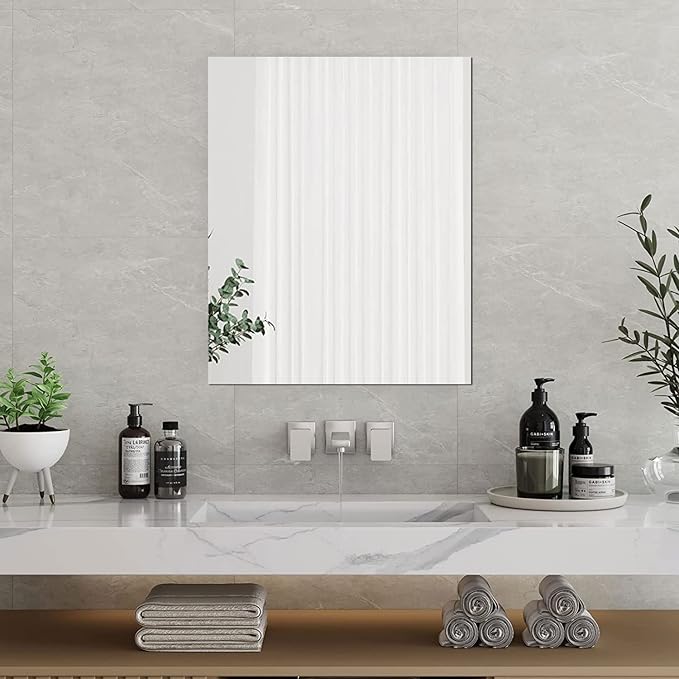 DARENYI A2 Acrylic Mirror Sheet for Wall, 16.5" x 23.2" Large Rectangular Mirror Tiles Frameless Wall Mounted Mirror Self-Adhesive Mirror Stickers for Vanity Bedroom Home Decor