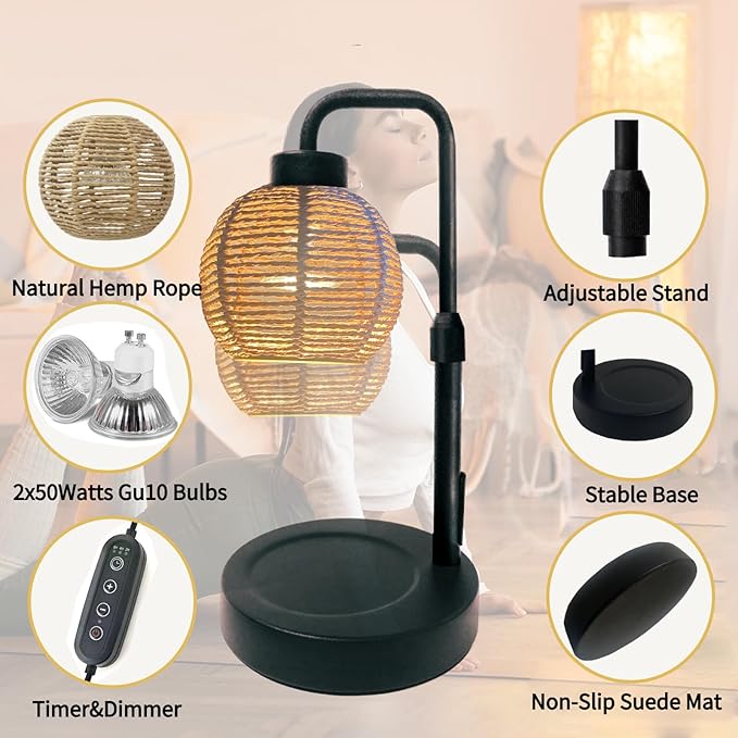 Candle Warmer Lamp, Candle Lamp with Timer Wax Melts Warmer - Dimmable & Height Wax Warmer Lamp for Melting Heating Jar Candle Scented Candle Warmer Home Decor Brightness