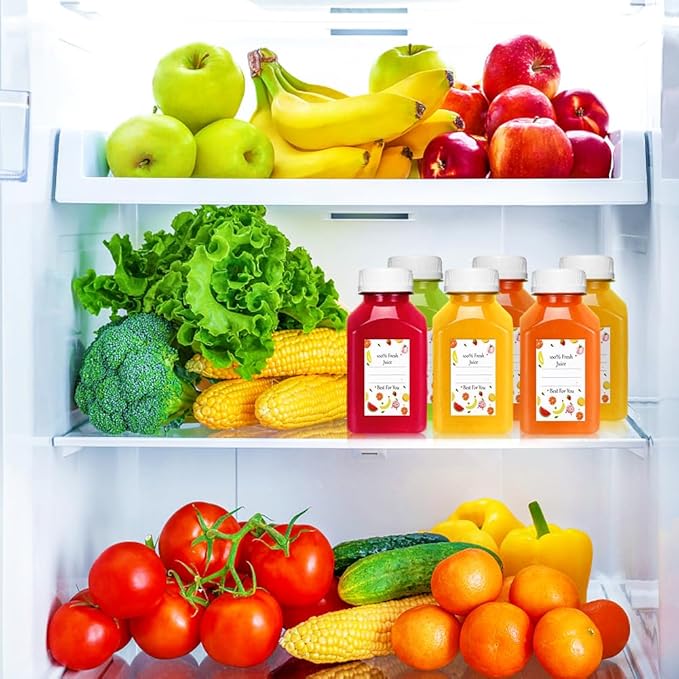 Plastic Juice Bottles, Reusable Juice Containers with White Tamper Proof Lids, Brush, Funnel and Labels, Clear Juice Containers for Juicing, Smoothie and Homemade Beverages (6PCS 4oz)