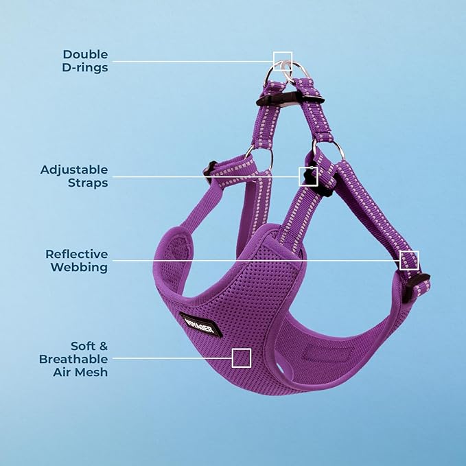 Best Pet Supplies Voyager Adjustable Dog Vest Harness Breathable No Pull Harness for Small, Medium, Large Dogs, Harness for Walking, Jogging, Easy Step-in, Reflective Stripes - Purple, S