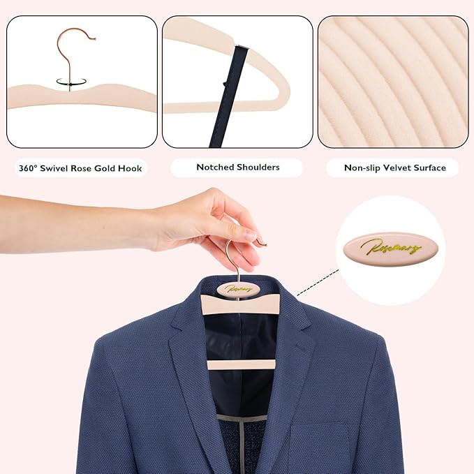 ManGotree Velvet Coat Hangers with Empty Aromatherapy Boxes, Non-Slip Short Neck Hangers, Ultra-Thin Space Saving Suit Hanger for Jacket, Shirt, Dress, Pants (22 Pack, Light Pink)