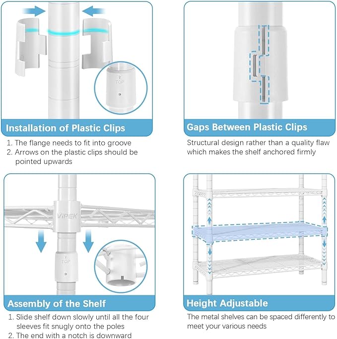 VIPEK V5 White Clothes Rack & Dimmable LED Lights Bundle, 3000K Warm White, Portable Closet Rack Freestanding Wardrobe Closet Heavy Duty Clothing Rack, 68.9" L x 15.7" W x 76.4" H