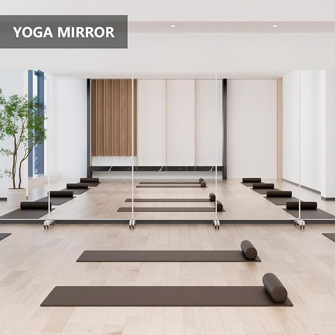 Full Length Mirror with Wheels, 79" x 44", White, Nano Film Material Without Glass, shatterproof, Safe, Lightweight, only 16lbs Easy to Move and Install, for Home Gym, Dance & Yoga Studios.