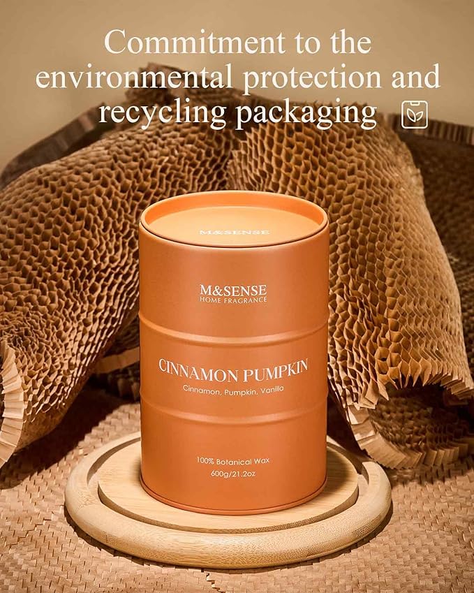 M&SENSE Cinnamon Pumpkin Scented Candles Large,Christmas Soy Candles,21.2oz 120 Hour Slow Burning,Aromatherapy Candle for Stress Relief Meditation Relaxing,Christmas Decor