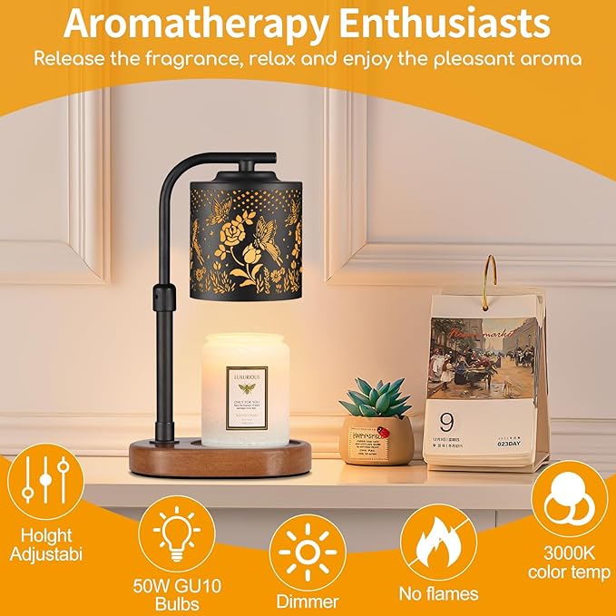 Candle Warmer Lamp with Timer,Birthday Gifts for Women Mom,Adjustable Height for Scented Jar Candles,Electric Candle Lamp Warmer for Home Decor(Butterfly Roses)