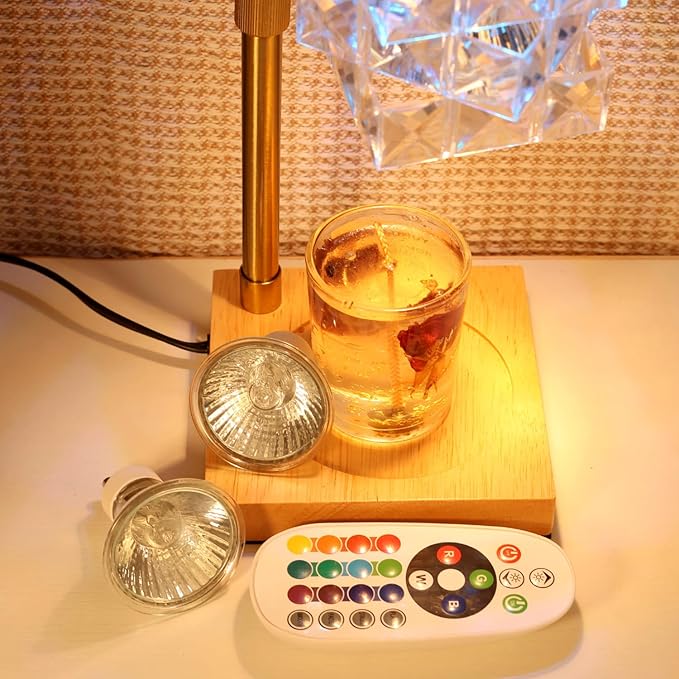 Candle Warmer Lamp 4 Color Changed with Timer and Dimmer, Electric Wax Warmer Height Adjustable,Fake Crystal Shape Table Light No Flame Ideal Gift for Mom Women,Men,Home Bedroom Decoration
