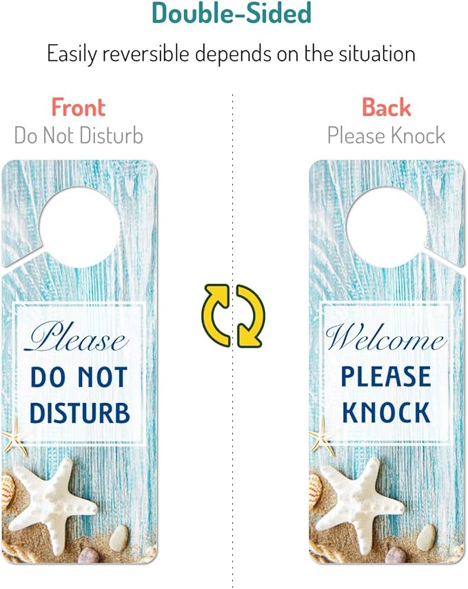 Do Not Disturb Door Hanger Sign, 2 Pack (Printed on Both Sides), 9.3″x3.5″ PVC Plastic, Please Do Not Disturb Sign for Home, Office, Hotel, Bathroom, Bedroom, Counseling, Therapists, Clinic, Starfish