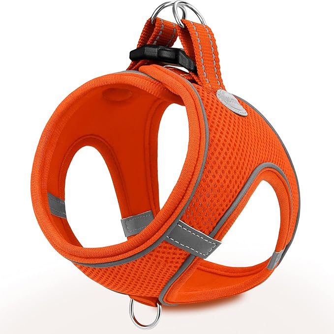 Joytale Small Dog Harness, Breathable Mesh Step-in Vest, Reflective Soft Padded Harnesses for Puppies and Extra Small Dogs, Orange, XS