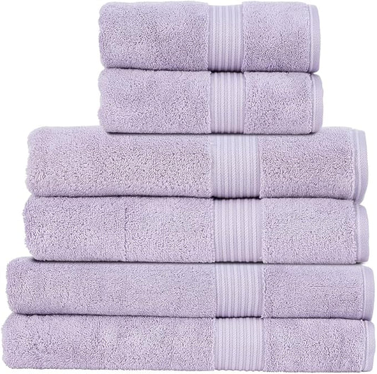 Christy Supreme Hygro Family Towel Set | Lavender Purple | 100% Luxury Supima Cotton | Ultra Soft | Super Absorbent | 650GSM | 2 Bath Sheets 2 Bath Towels 2 Hand Towels
